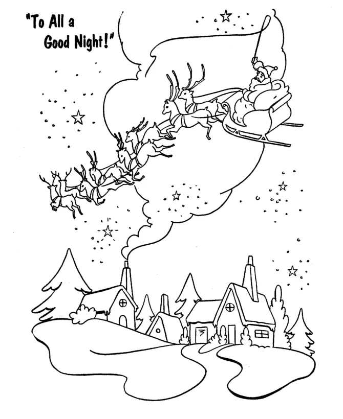 Ausmalbilder vom Weihnachtsmann Schlitten 8