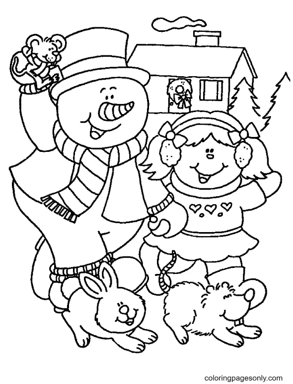 Muneco Nieve Para Colorear 77