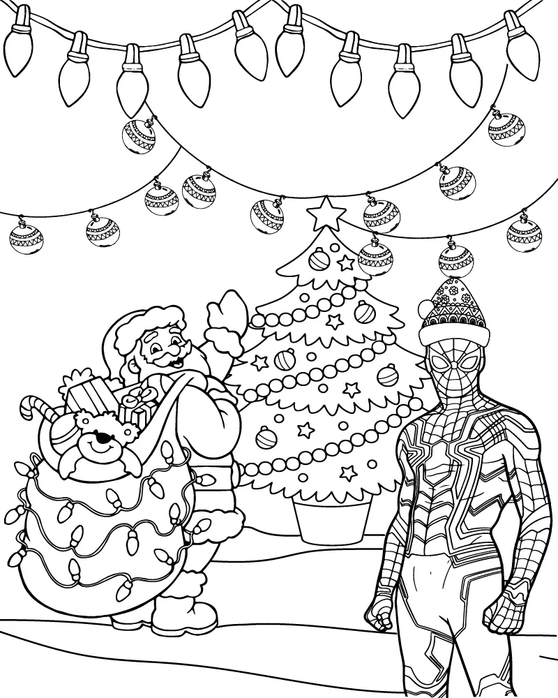 Spiderman Weihnachts-Ausmalbilder 10