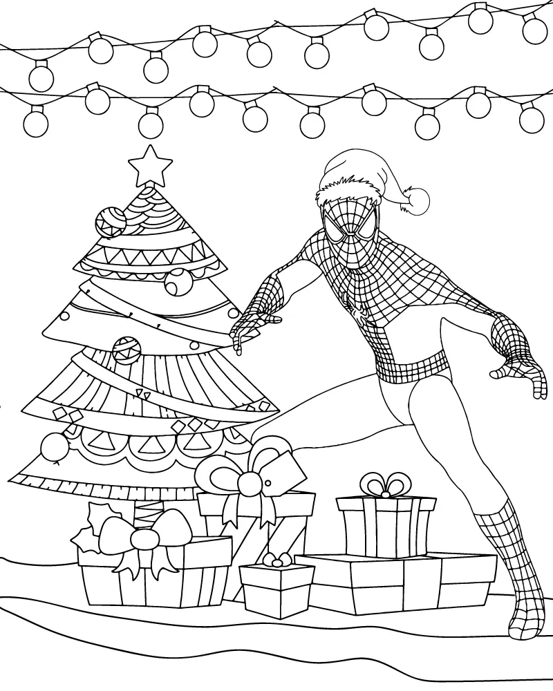 Spiderman Weihnachts-Ausmalbilder 14
