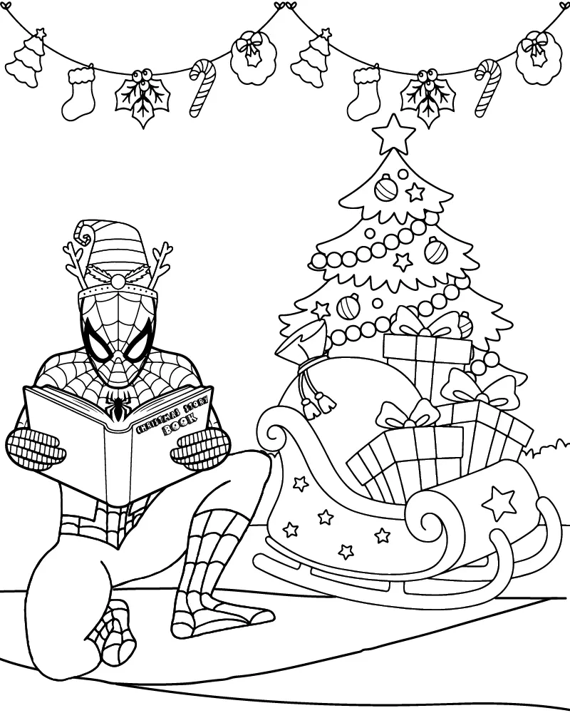 Spiderman Weihnachts-Ausmalbilder 17