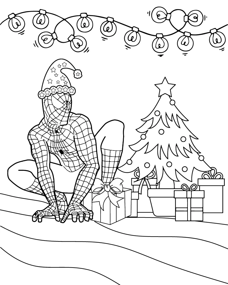 Spiderman Weihnachts-Ausmalbilder 6