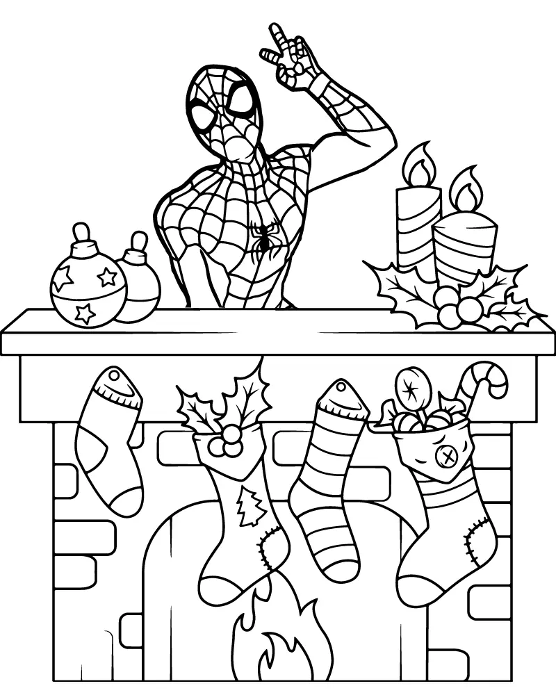 Spiderman Weihnachts-Ausmalbilder 8