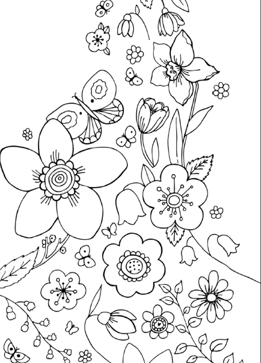 Spring Flowers Coloring Pages 17