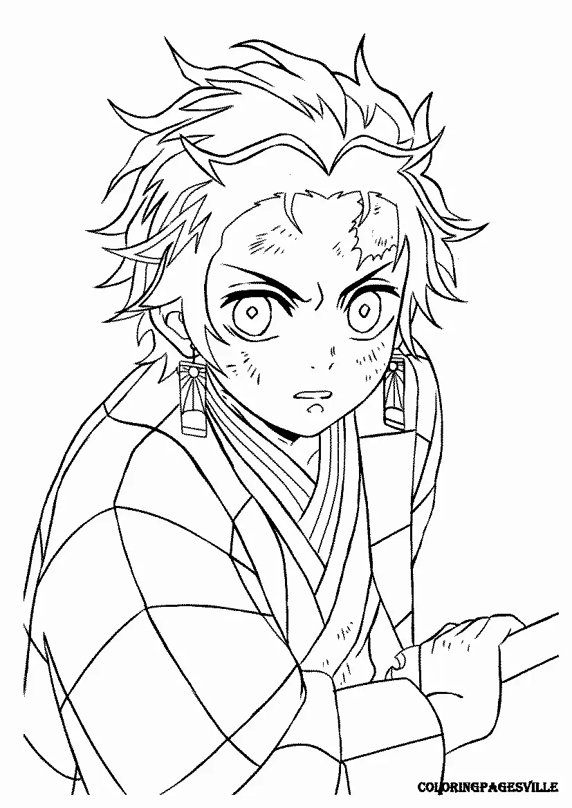 Tanjiro Coloring Pages 7