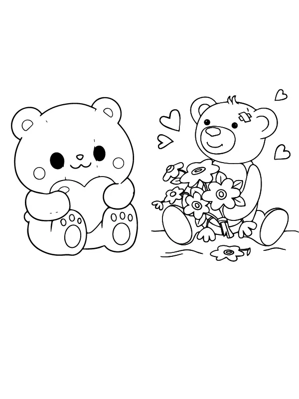 Osos Peluche En San Valentin Para Colorear 13