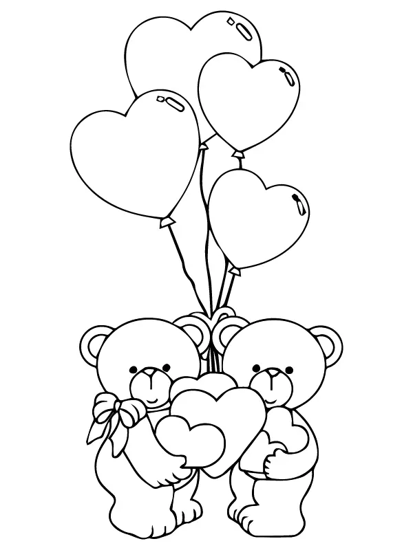 Osos Peluche En San Valentin Para Colorear 3