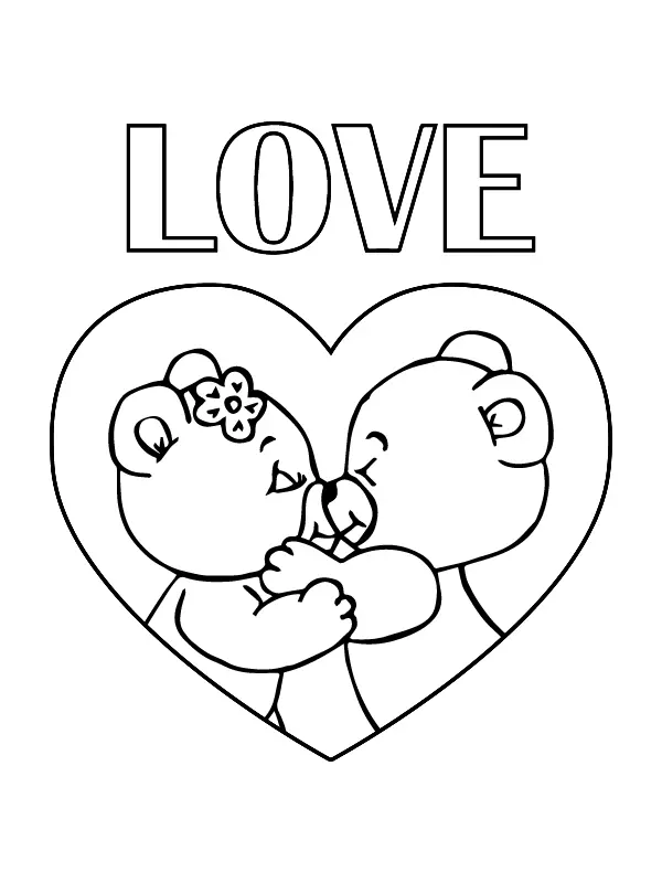 Osos Peluche En San Valentin Para Colorear 4