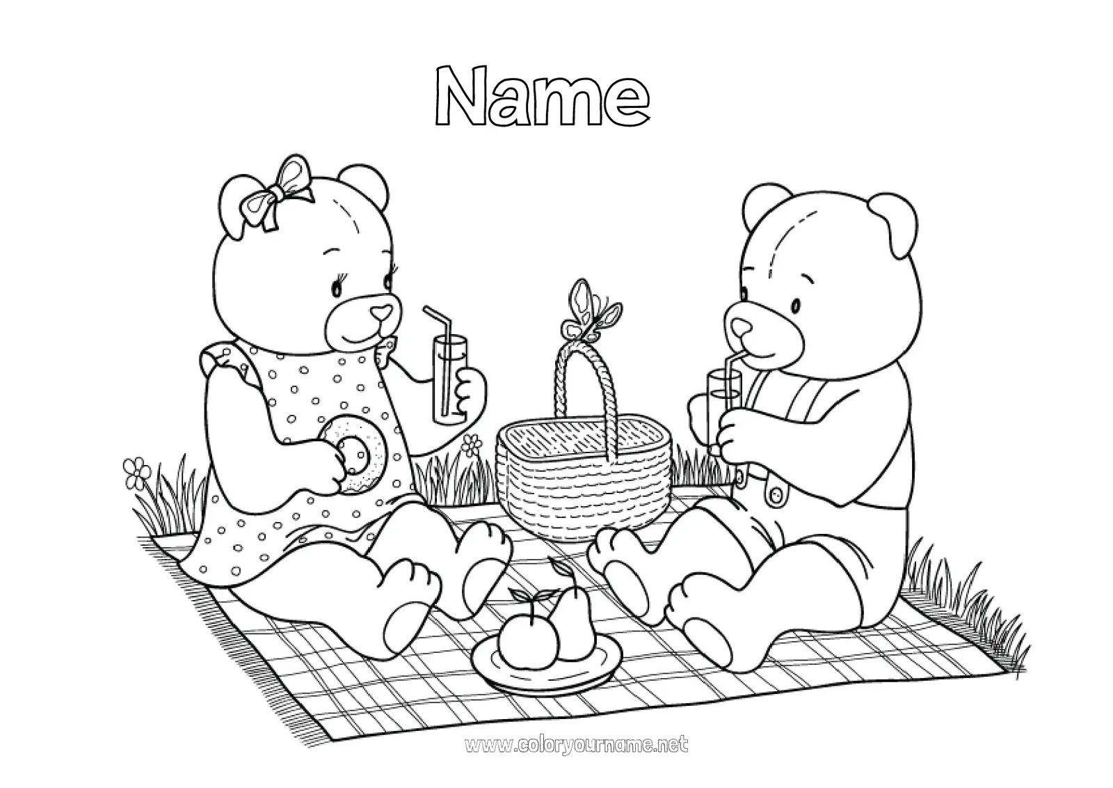 Teddy Picnic Coloring Pages 12