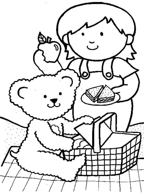 Teddy Picnic Coloring Pages 13