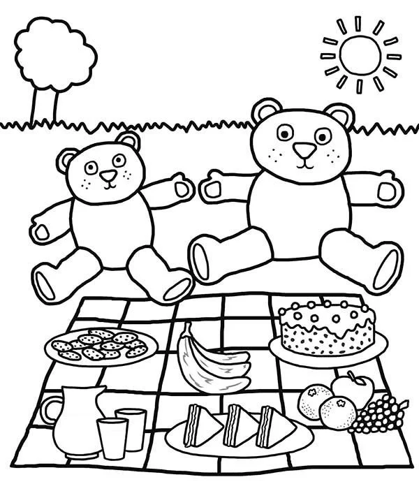 Teddy Picnic Coloring Pages 2