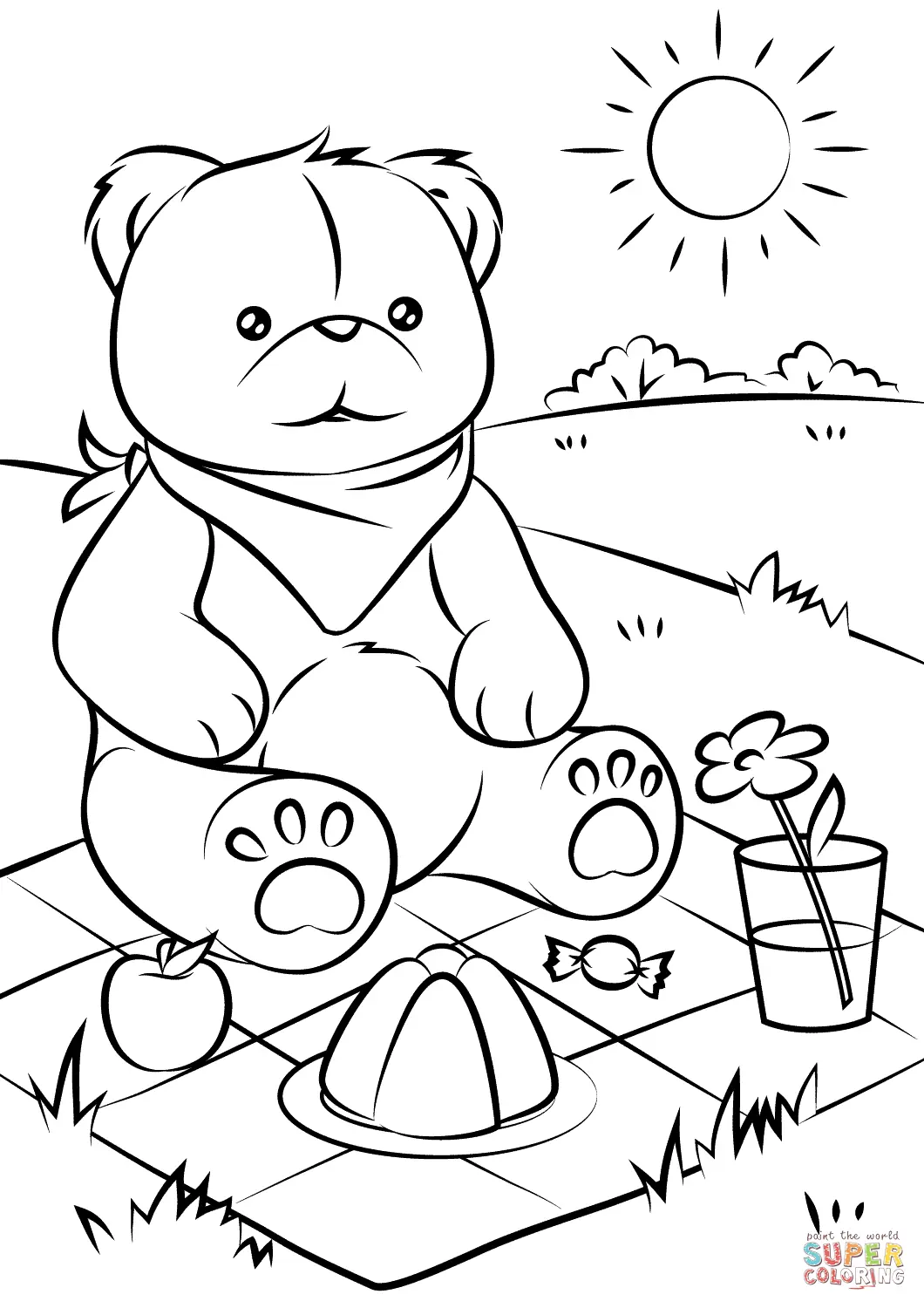 Teddy Picnic Coloring Pages 3