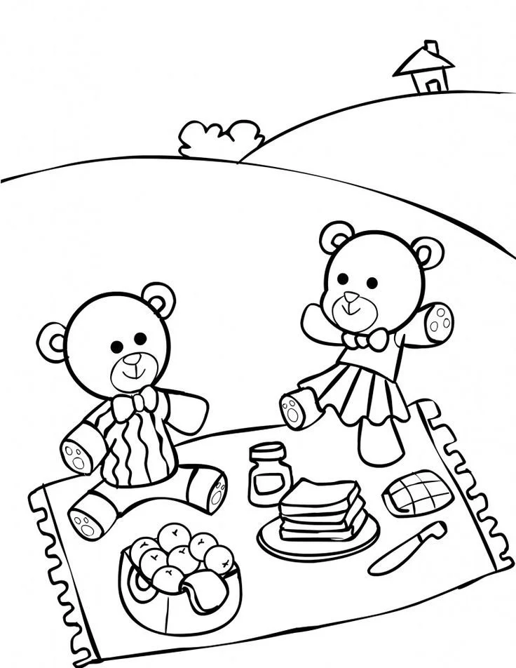 Teddy Picnic Coloring Pages 4