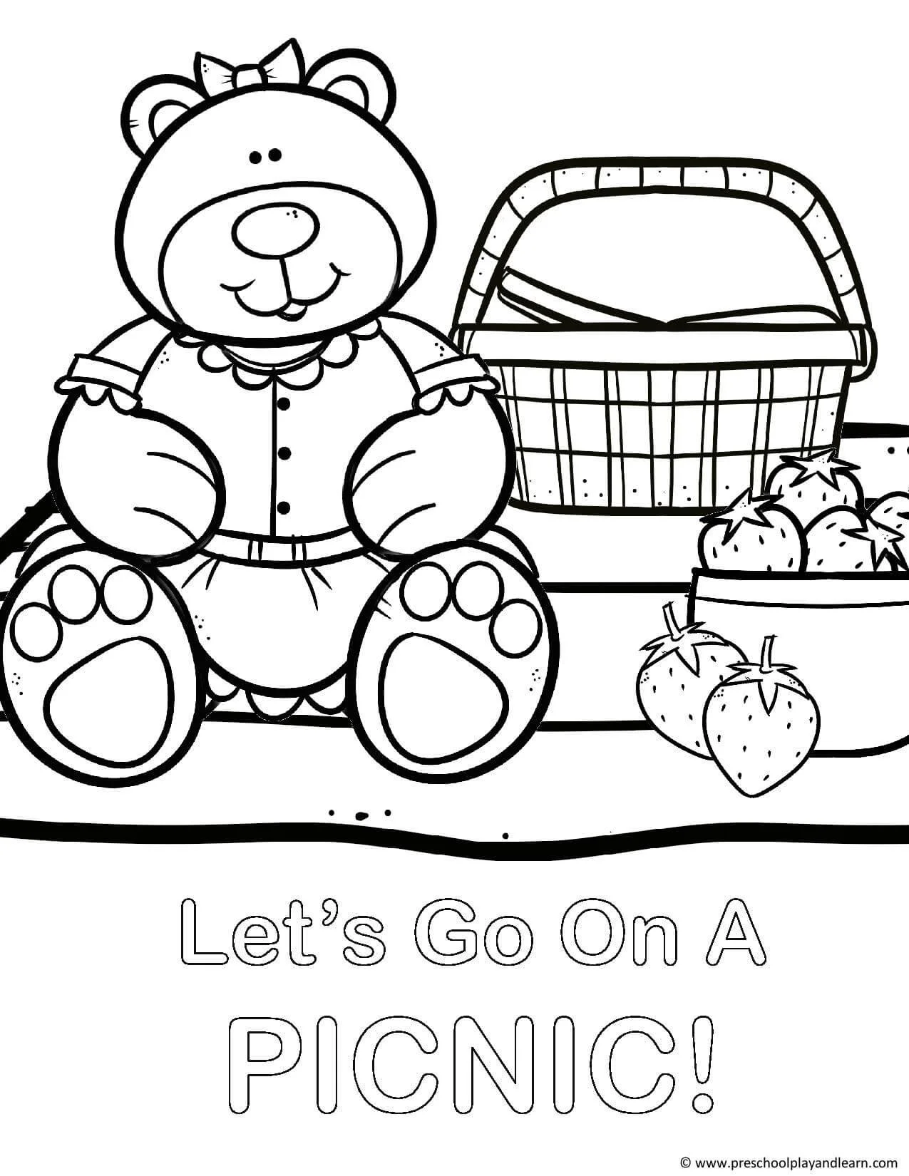 Teddy Picnic Coloring Pages 5