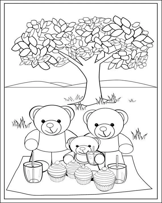 Teddy Picnic Coloring Pages 6