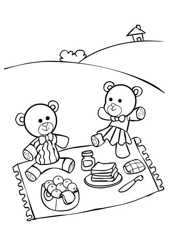 Teddy Picnic Coloring Pages 7