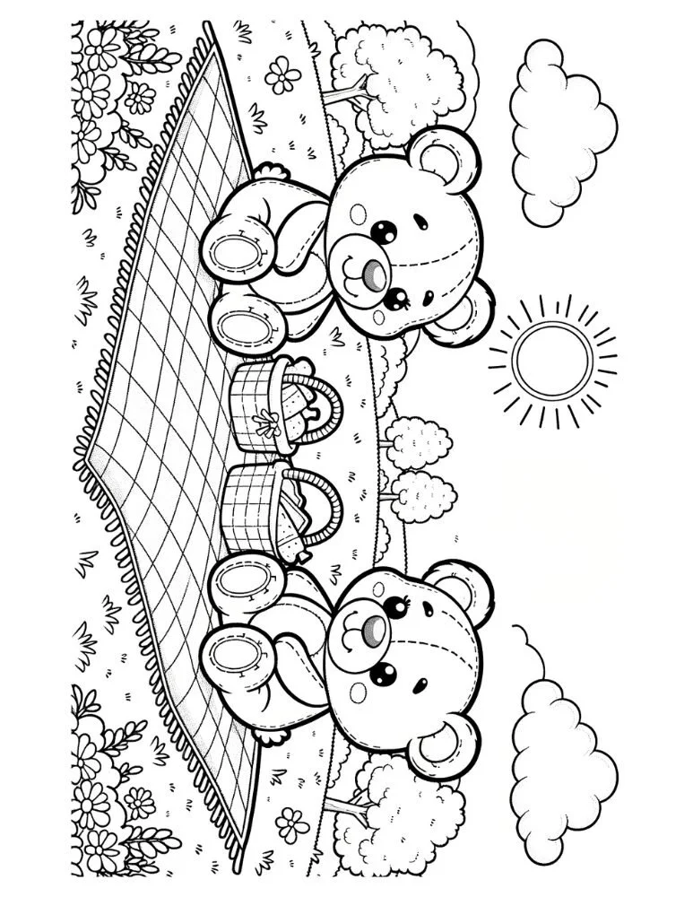 Teddy Picnic Coloring Pages 9