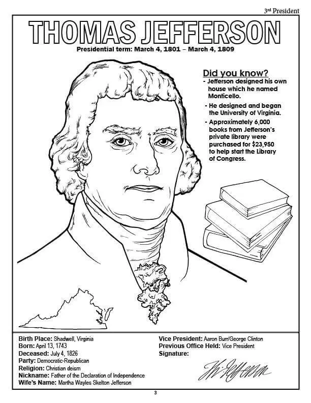 Thomas Jefferson Para Colorear 10