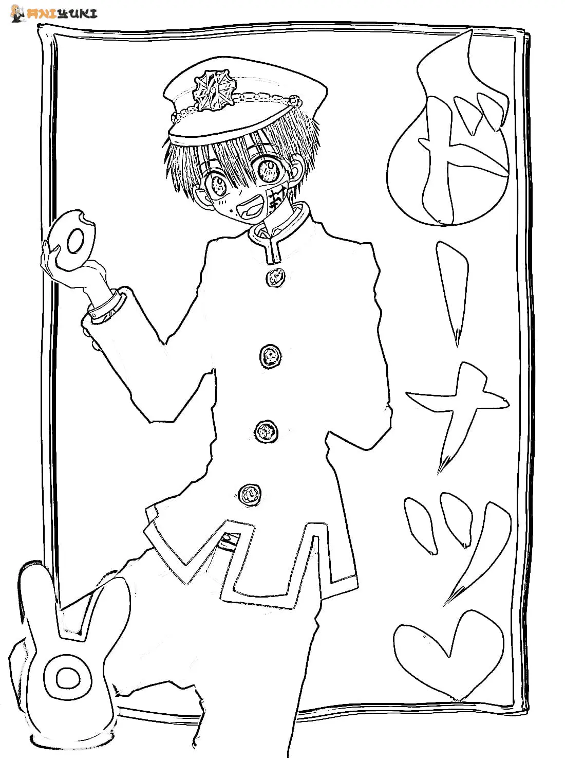 Desenhos de Hanako Kun encadernadas no banheiro Para Colorir