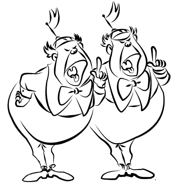 Tweedledum Y Tweedledee Para Colorear