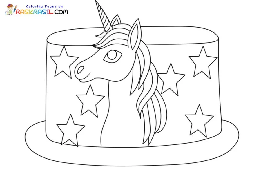 Desenhos de Bolo de Unicornio Para Colorir 1