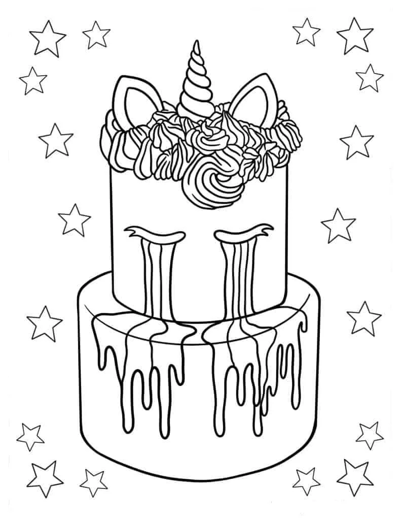 Desenhos de Bolo de Unicornio Para Colorir 20