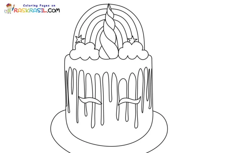 Desenhos de Bolo de Unicornio Para Colorir 29