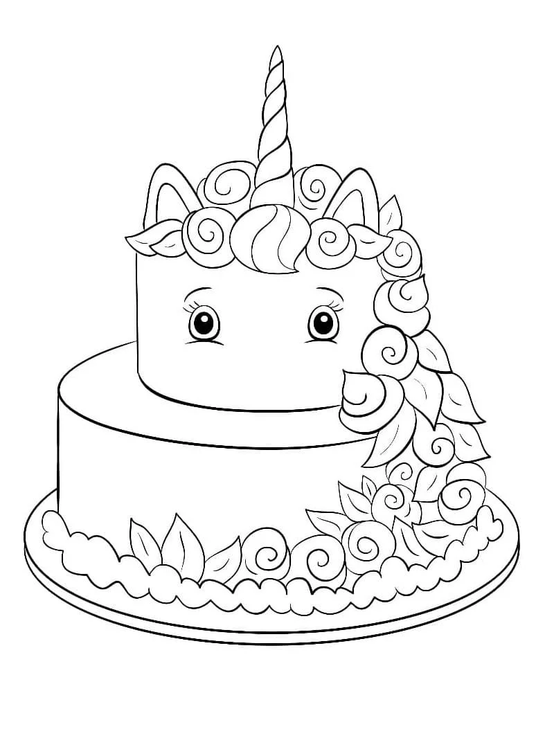 Desenhos de Bolo de Unicornio Para Colorir 33