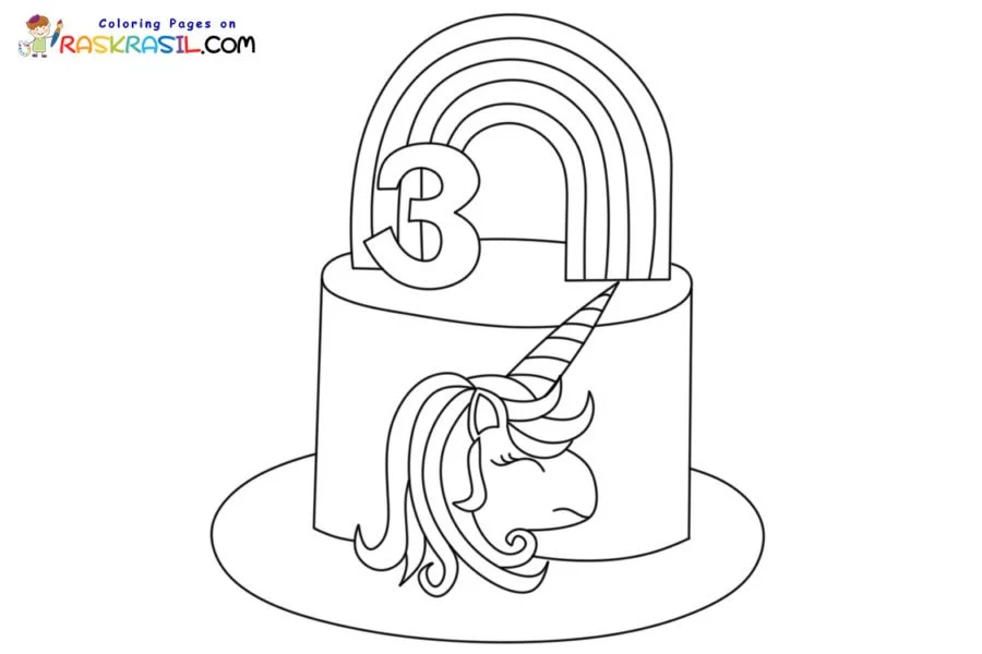 Desenhos de Bolo de Unicornio Para Colorir 4