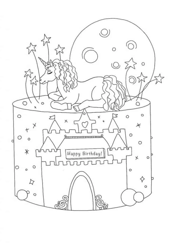 Desenhos de Bolo de Unicornio Para Colorir 45
