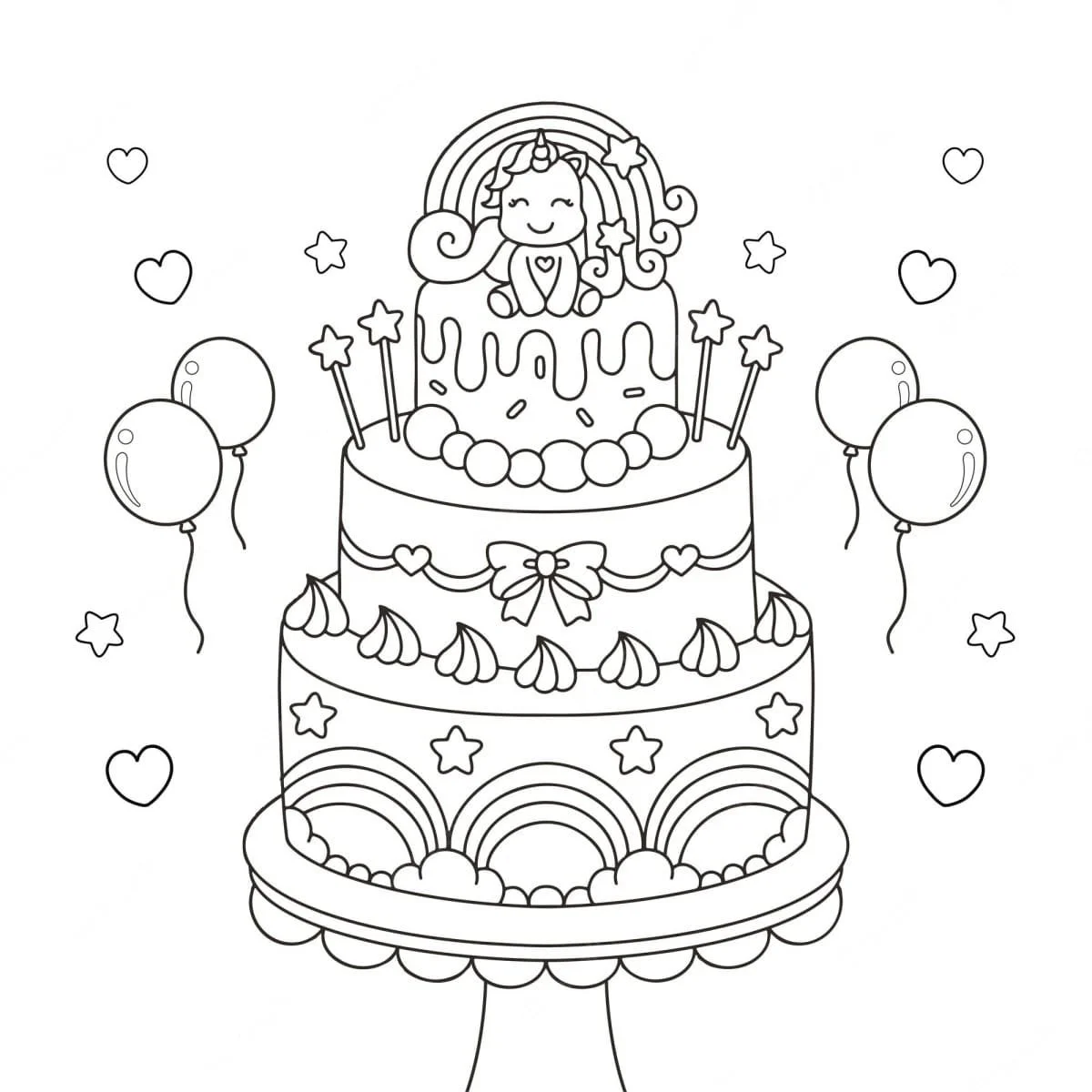 Desenhos de Bolo de Unicornio Para Colorir 49