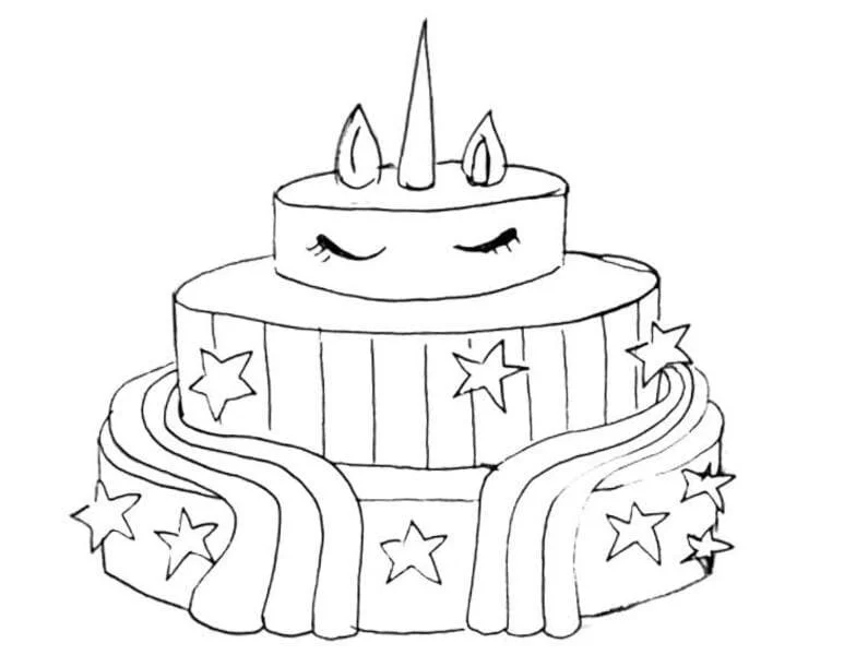 Desenhos de Bolo de Unicornio Para Colorir 6