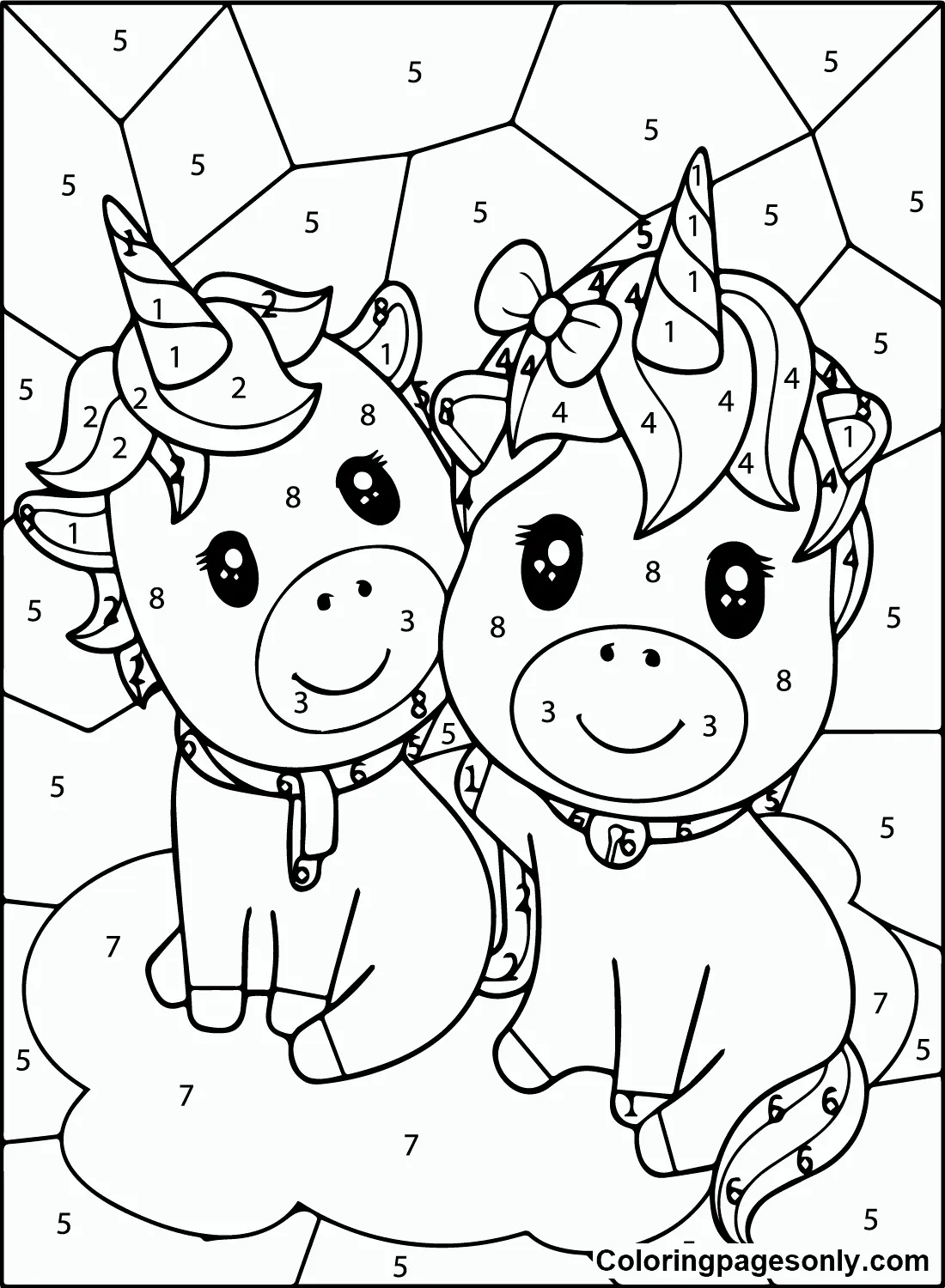 Unicorn Color By Number Coloring Pages 11
