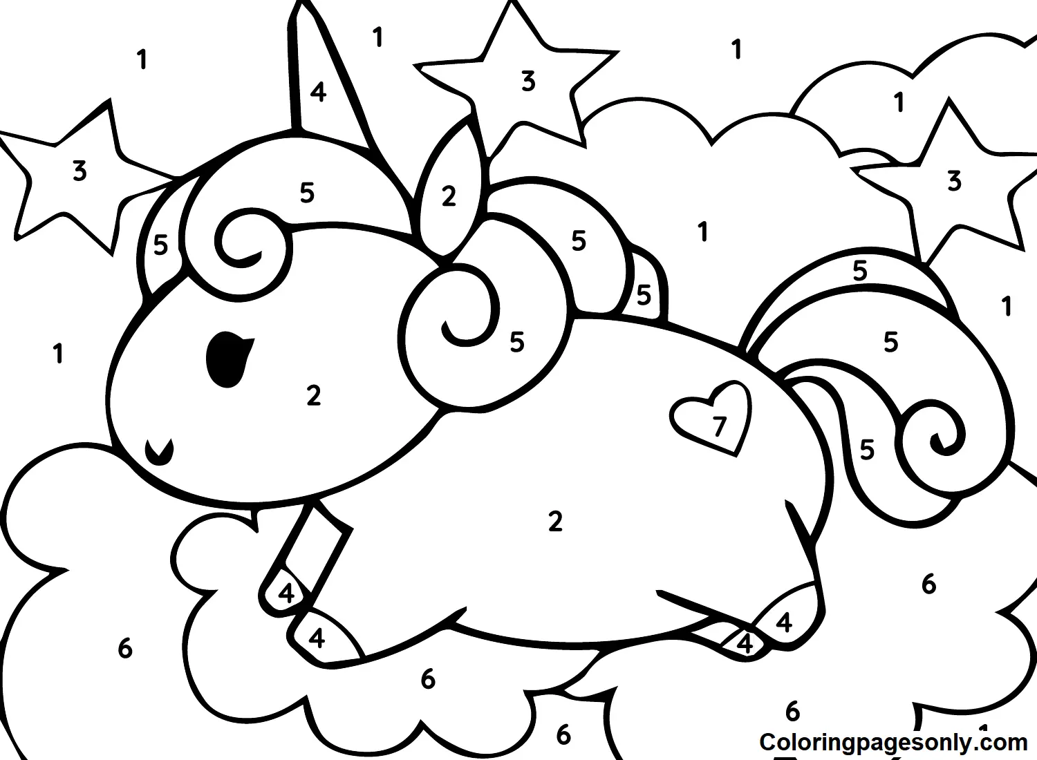 Unicorn Color By Number Coloring Pages 16