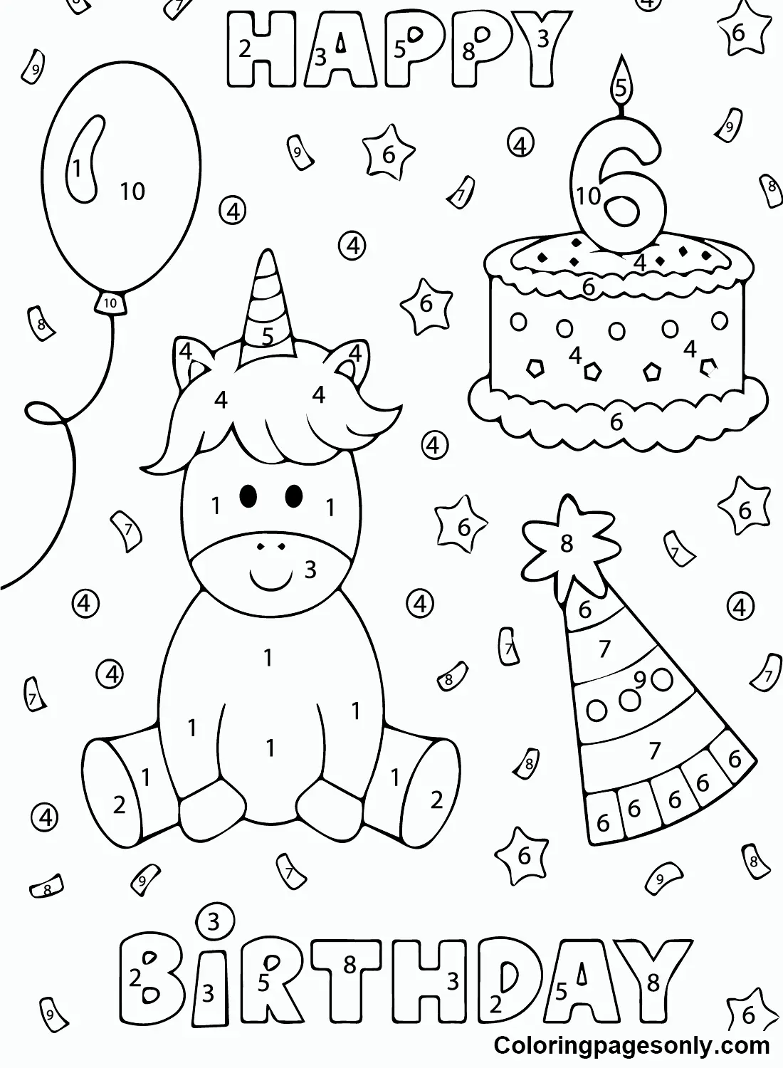 Unicorn Color By Number Coloring Pages 18