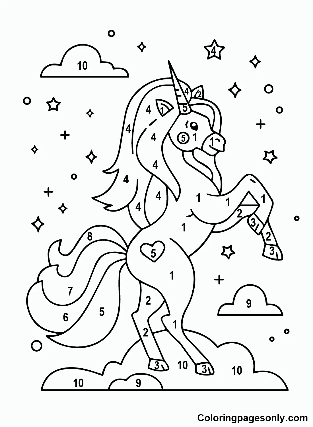 Unicorn Color By Number Coloring Pages 19