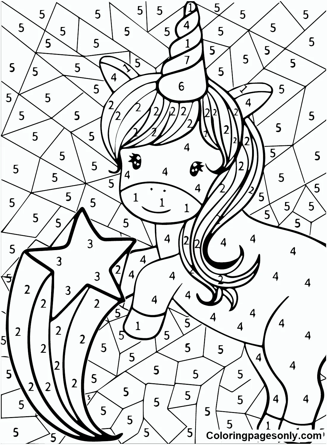 Unicorn Color By Number Coloring Pages 3