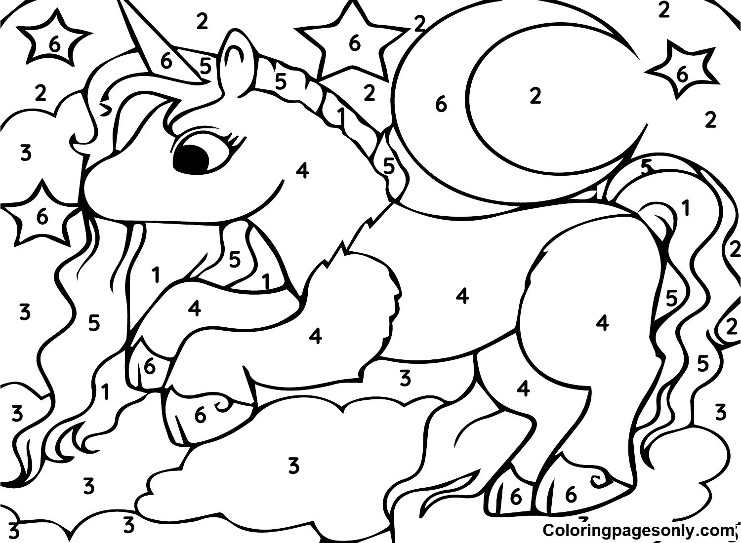 Unicorn Color By Number Coloring Pages 6