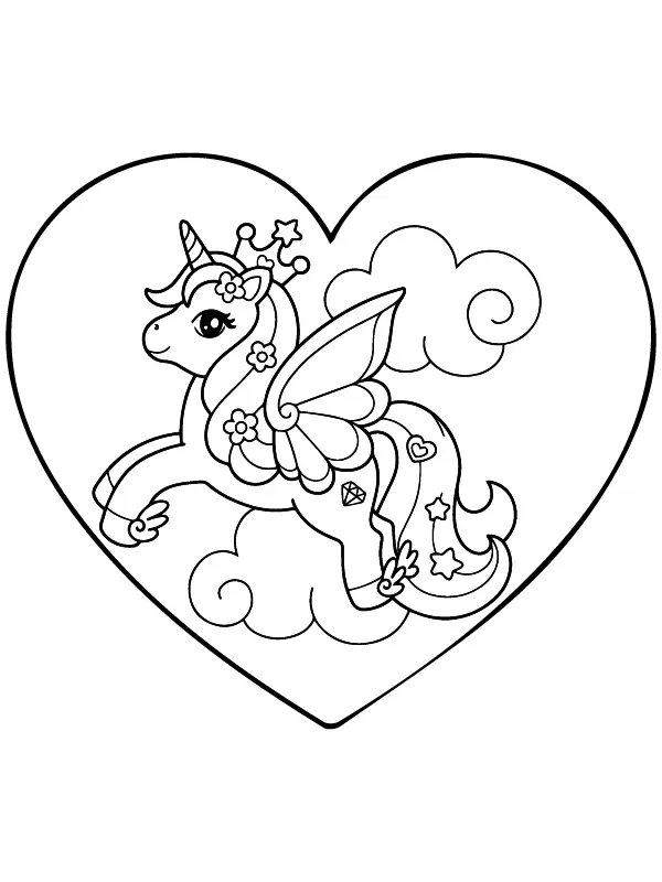 Unicorn Valentines Coloring Pages 1