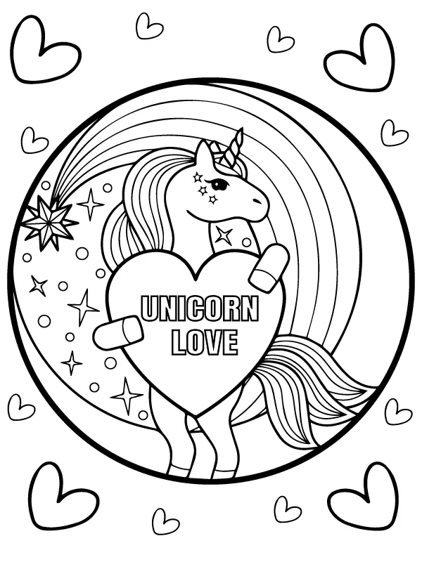 Unicorn Valentines Coloring Pages 12