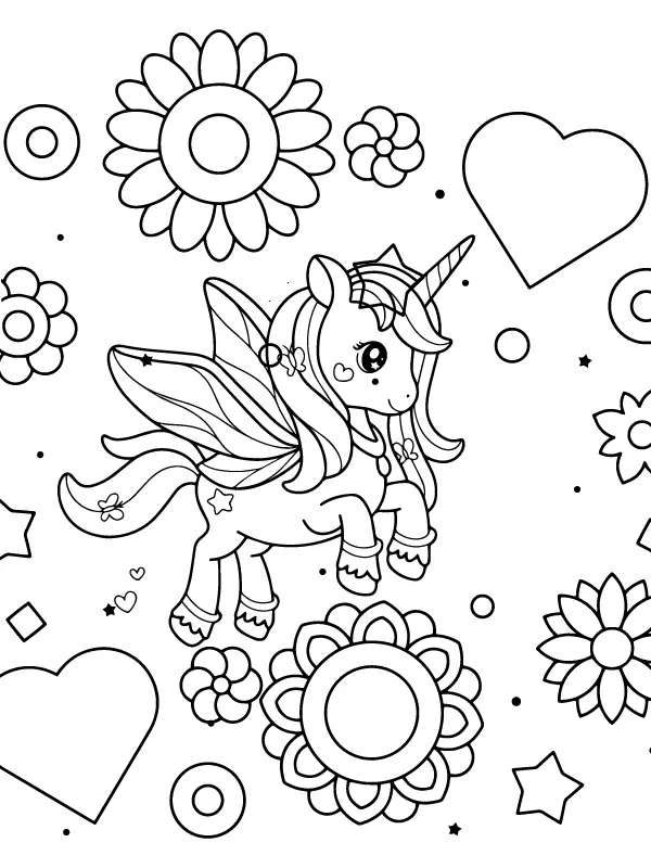 Unicorn Valentines Coloring Pages 2