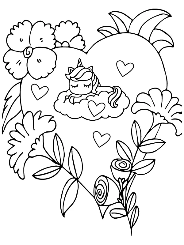 Unicorn Valentines Coloring Pages 3