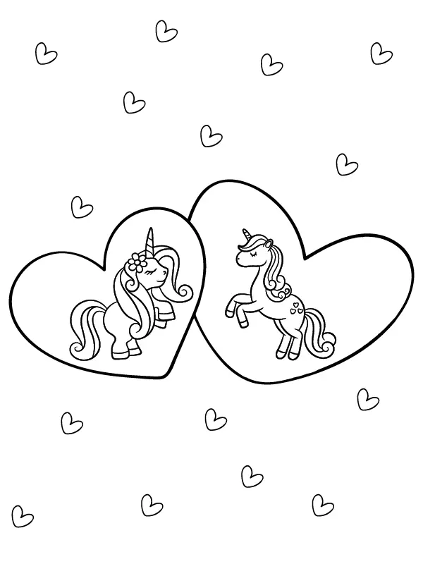 Unicorn Valentines Coloring Pages 4