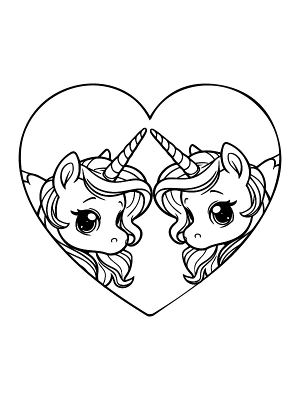 Unicorn Valentines Coloring Pages 7