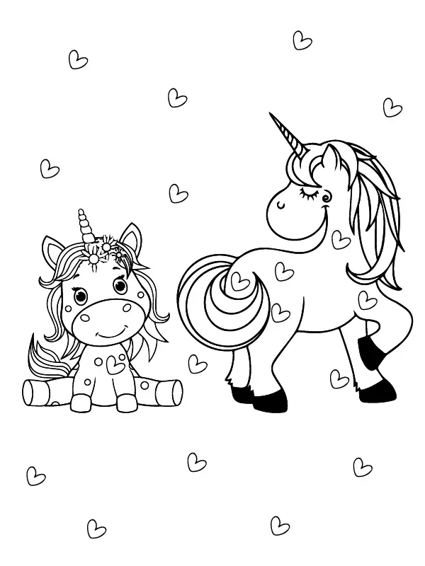 Unicorn Valentines Coloring Pages 9