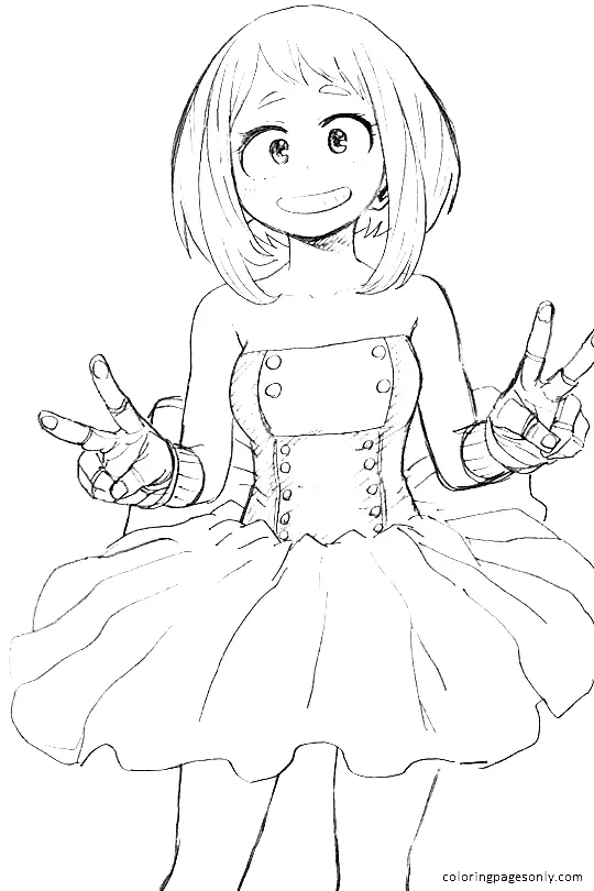 Uraraka Para Colorear 18