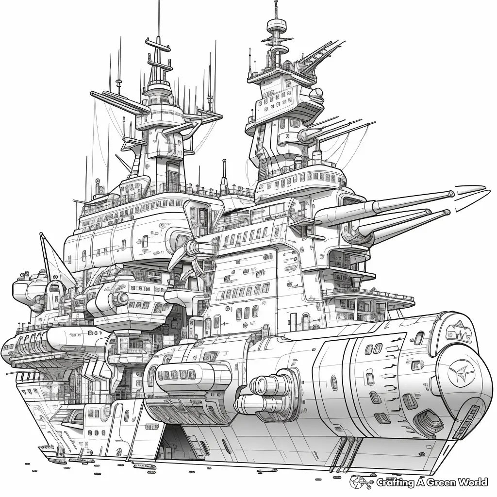 Desenhos de Navios de Guerra Para Colorir 1