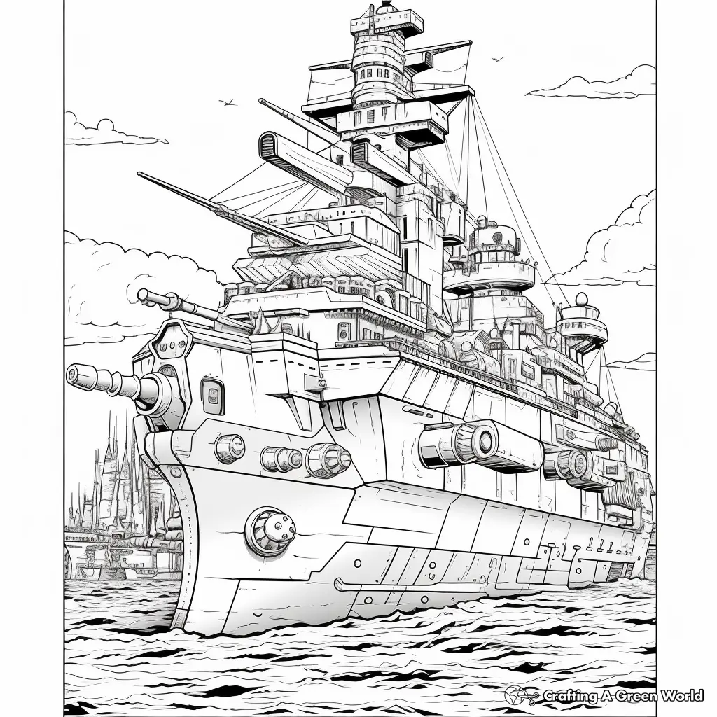 Desenhos de Navios de Guerra Para Colorir 17