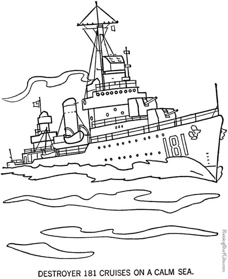Desenhos de Navios de Guerra Para Colorir 24