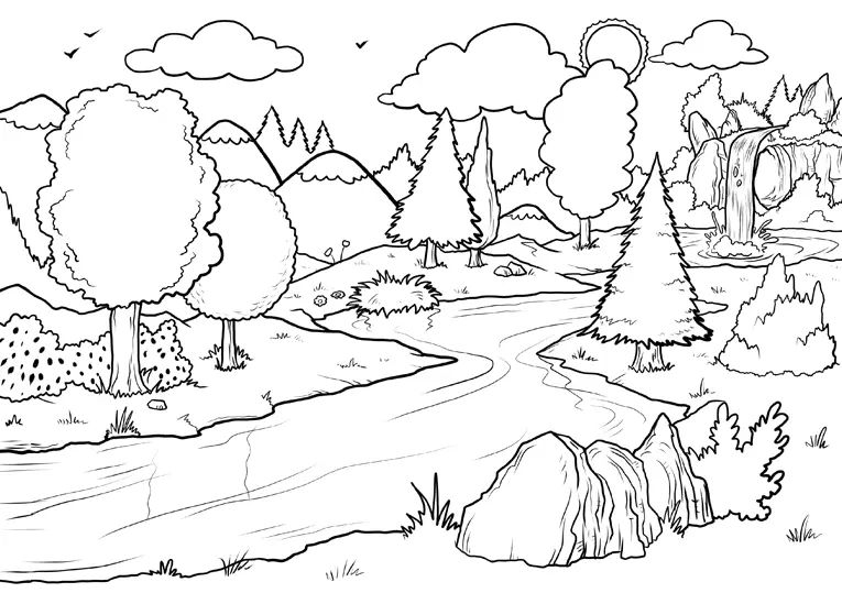 Cascadas Para Colorear 36